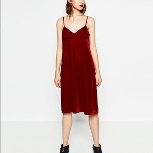 Zara Red Velvet Dress
